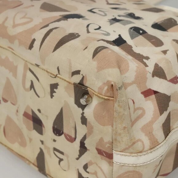 BURBERRY Nova Check Tote Bag PVC Ivory Silver Auth MX420 - Picture 5 of 16